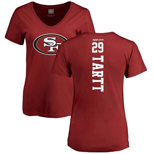 San Francisco 49ers Red Women Jaquiski Tartt Backer #29 NFL T Shirt